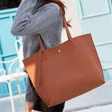 Maxbell Fashion Women Leather Tote Purse Set Shoulder Bag Large Capacity Womens Bags Orange