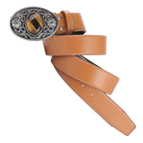 Maxbell Waist Belt for Men Casual 1.5" (38mm) Wide PU Leather Fashion 47" Long Brown