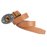 Maxbell Waist Belt for Men Casual 1.5" (38mm) Wide PU Leather Fashion 47" Long Brown