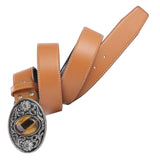 Maxbell Waist Belt for Men Casual 1.5" (38mm) Wide PU Leather Fashion 47" Long Brown