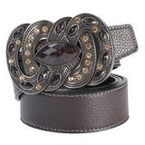 Maxbell Retro Style Men Belt Metal Belt Buckle Casual Waistband Clothes Accessories Brown