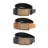 Maxbell PU Leather Waist Belt Metal Buckle Casual Trousers for Boy Women Men Suit Black