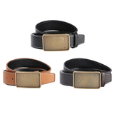 Maxbell PU Leather Waist Belt Metal Buckle Casual Trousers for Boy Women Men Suit Black