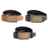 Maxbell PU Leather Waist Belt Metal Buckle Casual Trousers for Boy Women Men Suit Black