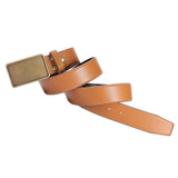 Maxbell PU Leather Waist Belt Metal Buckle Casual Trousers for Boy Women Men Suit Yellow