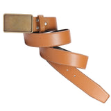 Maxbell PU Leather Waist Belt Metal Buckle Casual Trousers for Boy Women Men Suit Yellow
