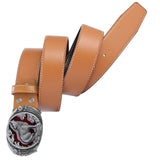 Maxbell Men Waist Belt Wolf Belt Buckle Adjustable Work Business Dress Belt Trousers Yellow