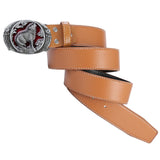 Maxbell Men Waist Belt Wolf Belt Buckle Adjustable Work Business Dress Belt Trousers Yellow