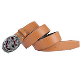 Maxbell Men Waist Belt Wolf Belt Buckle Adjustable Work Business Dress Belt Trousers Yellow