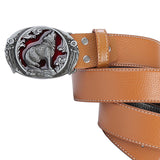 Maxbell Men Waist Belt Wolf Belt Buckle Adjustable Work Business Dress Belt Trousers Yellow