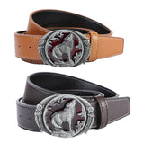 Maxbell Men Waist Belt Wolf Belt Buckle Adjustable Work Business Dress Belt Trousers Yellow