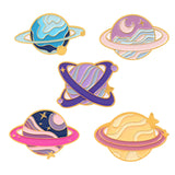 Maxbell 5 Pieces Cute Planet Enamel Pins Set Bag Hat Lapel Pin Alloy Brooch