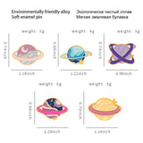 Maxbell 5 Pieces Cute Planet Enamel Pins Set Bag Hat Lapel Pin Alloy Brooch