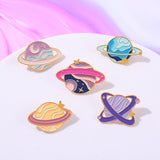 Maxbell 5 Pieces Cute Planet Enamel Pins Set Bag Hat Lapel Pin Alloy Brooch