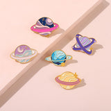 Maxbell 5 Pieces Cute Planet Enamel Pins Set Bag Hat Lapel Pin Alloy Brooch