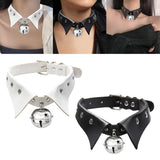 Maxbell Rock Style Choker Collar Necklace Fashion PU Leather for Girls Cosplayer White