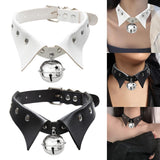 Maxbell Rock Style Choker Collar Necklace Fashion PU Leather for Girls Cosplayer White