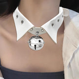 Maxbell Rock Style Choker Collar Necklace Fashion PU Leather for Girls Cosplayer White