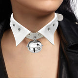 Maxbell Rock Style Choker Collar Necklace Fashion PU Leather for Girls Cosplayer White