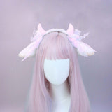 Maxbell Sheep Ears Headband Headdress Christmas Cosplay Kids Adult Headwear Hairband pink