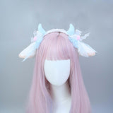 Maxbell Sheep Ears Headband Headdress Christmas Cosplay Kids Adult Headwear Hairband blue