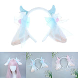 Maxbell Sheep Ears Headband Headdress Christmas Cosplay Kids Adult Headwear Hairband blue