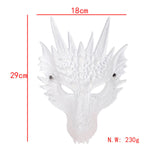 Maxbell 3D Dragon Masks Half Face Cover for Cosplay Costume Accessories Photo Prop White