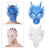 Maxbell 3D Dragon Masks Half Face Cover for Cosplay Costume Accessories Photo Prop White