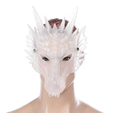 Maxbell 3D Dragon Masks Half Face Cover for Cosplay Costume Accessories Photo Prop White