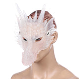 Maxbell 3D Dragon Masks Half Face Cover for Cosplay Costume Accessories Photo Prop White