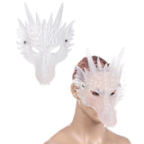 Maxbell 3D Dragon Masks Half Face Cover for Cosplay Costume Accessories Photo Prop White