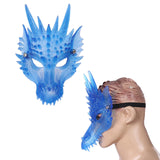 Maxbell 3D Dragon Masks Half Face Cover for Cosplay Costume Accessories Photo Prop Blue