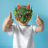 Maxbell Scary Kids Dragon Masks Half Face Cover for Photo Prop Wedding Carnival Green