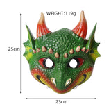 Maxbell Scary Kids Dragon Masks Half Face Cover for Photo Prop Wedding Carnival Green