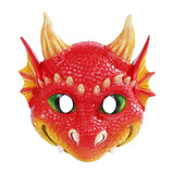 Maxbell Scary Kids Dragon Masks Half Face Cover for Photo Prop Wedding Carnival Red