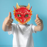 Maxbell Scary Kids Dragon Masks Half Face Cover for Photo Prop Wedding Carnival Red