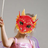 Maxbell Scary Kids Dragon Masks Half Face Cover for Photo Prop Wedding Carnival Red