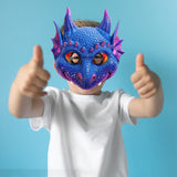 Maxbell Scary Kids Dragon Masks Half Face Cover for Photo Prop Wedding Carnival Purple