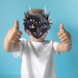 Maxbell Scary Kids Dragon Masks Half Face Cover for Photo Prop Wedding Carnival Black