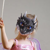 Maxbell Scary Kids Dragon Masks Half Face Cover for Photo Prop Wedding Carnival Black