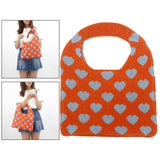 Maxbell Portable Women Knitted Handbag Tote Party Shopping Hollow Heart Summer Orange