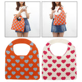 Maxbell Portable Women Knitted Handbag Tote Party Shopping Hollow Heart Summer Orange