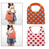 Maxbell Portable Women Knitted Handbag Tote Party Shopping Hollow Heart Summer Orange