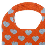 Maxbell Portable Women Knitted Handbag Tote Party Shopping Hollow Heart Summer Orange