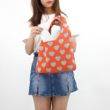 Maxbell Portable Women Knitted Handbag Tote Party Shopping Hollow Heart Summer Orange