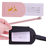 Maxbell Portable Leather Luggage Tag Label ID Card Holder Boarding Tag Pendant Pink