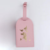 Maxbell Portable Leather Luggage Tag Label ID Card Holder Boarding Tag Pendant Pink