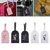 Maxbell Portable Leather Luggage Tag Label ID Card Holder Boarding Tag Pendant Pink