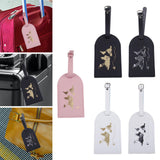 Maxbell Portable Leather Luggage Tag Label ID Card Holder Boarding Tag Pendant Pink