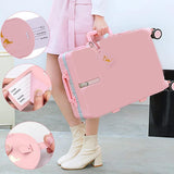 Maxbell Portable Leather Luggage Tag Label ID Card Holder Boarding Tag Pendant Pink